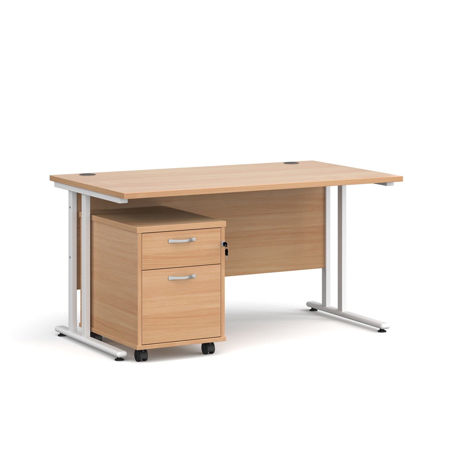 Maestro 25 desk 800mm with 2 drawer pedestal