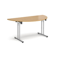 Semi circular folding leg table with straight feet