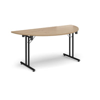 Semi circular folding leg table with straight feet