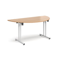 Semi circular folding leg table with straight feet
