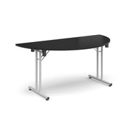 Semi circular folding leg table with straight feet