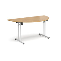 Semi circular folding leg table with straight feet