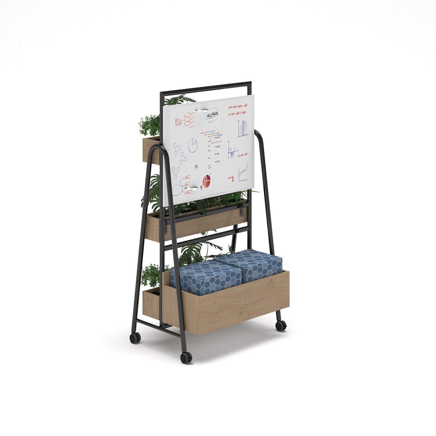 Show seating storage add-on to hold 2 cube seats for mobile A-frame caddy system