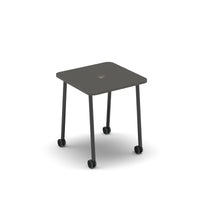 Show mobile meeting power ready table with central 80mm circular cutout 700 x 700mm