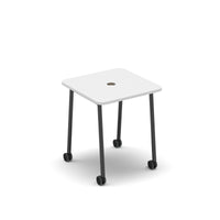 Show mobile meeting power ready table with central 80mm circular cutout 700 x 700mm