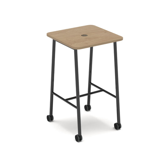 Show mobile poseur power ready table with central 80mm circular cutout 700 x 700mm