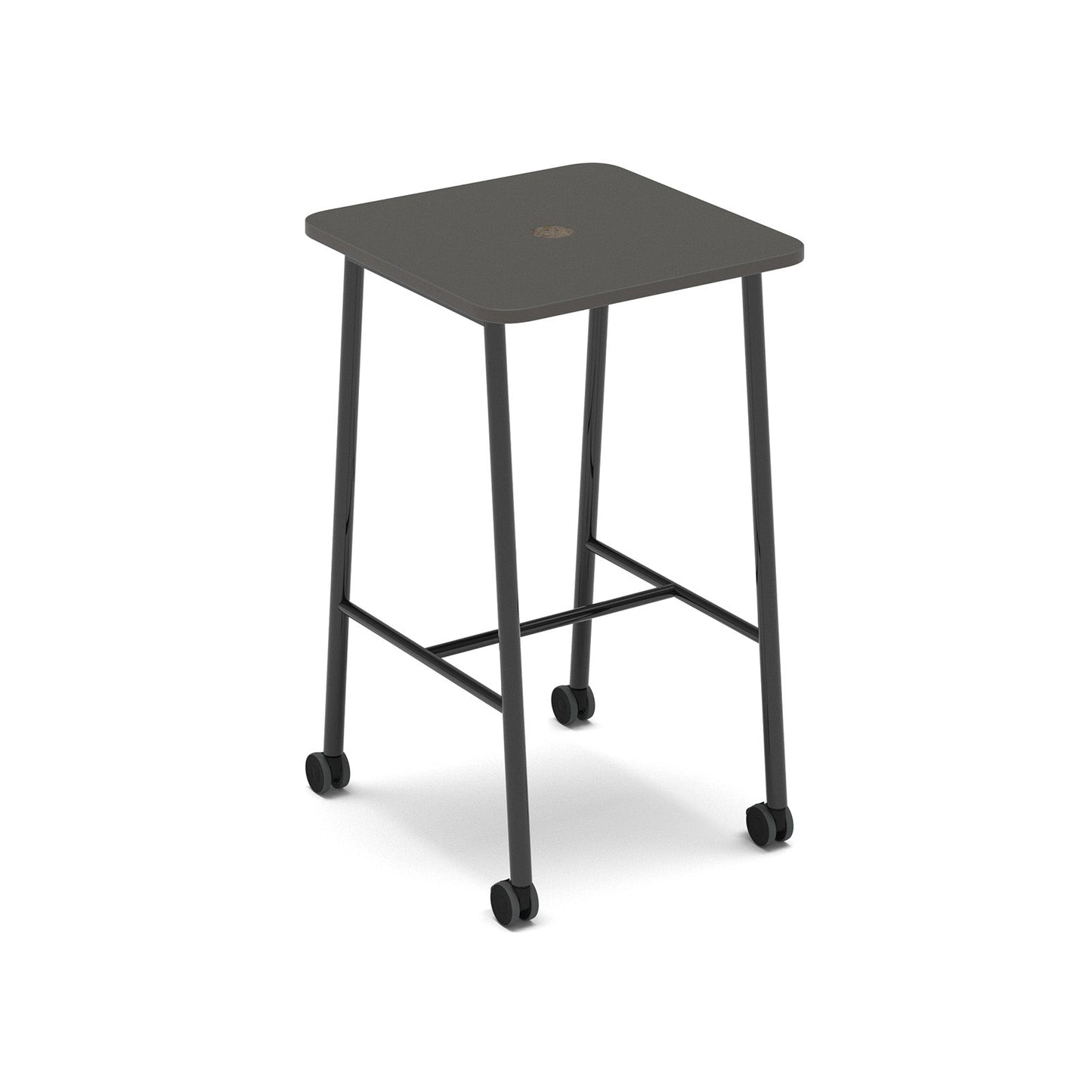 Show mobile poseur power ready table with central 80mm circular cutout 700 x 700mm