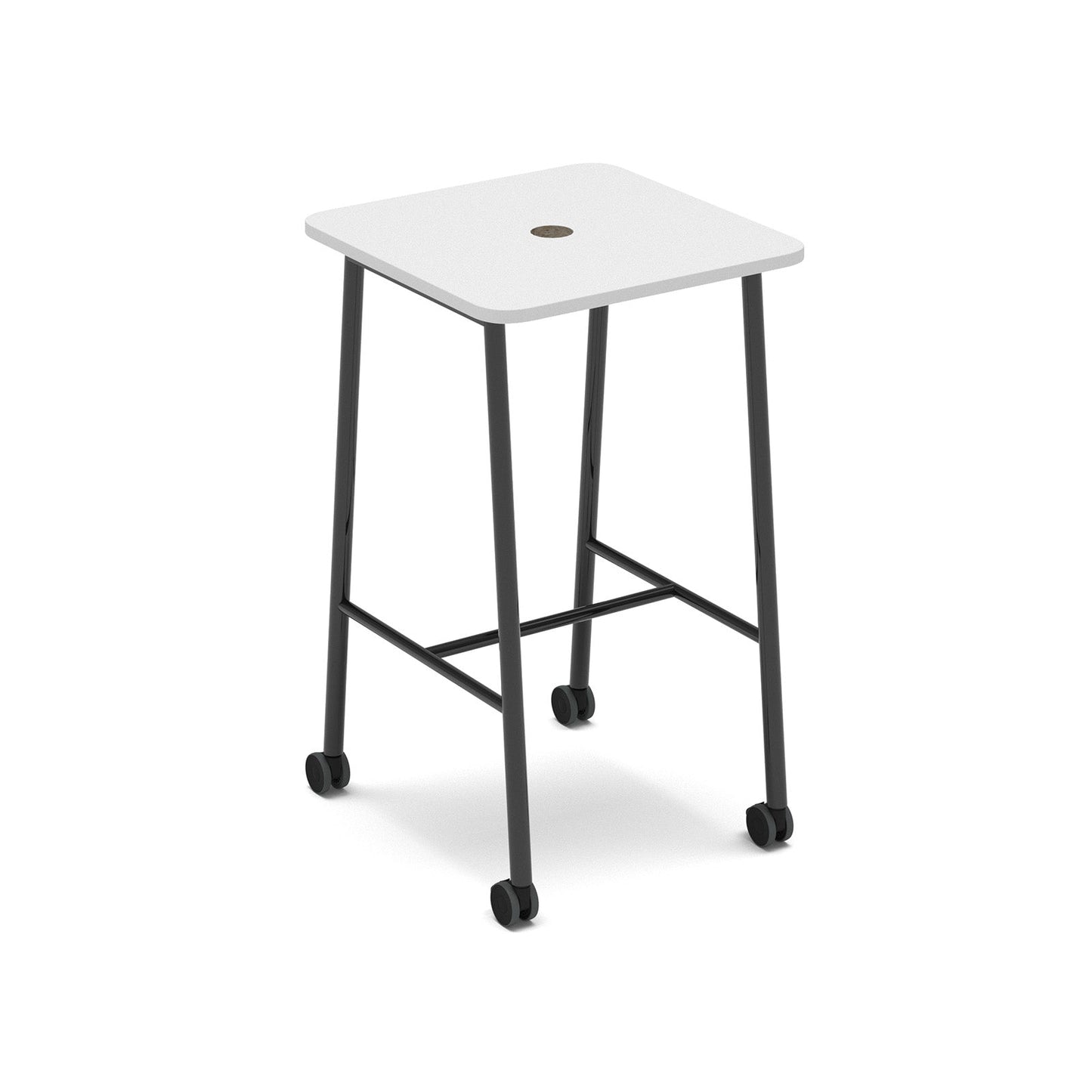 Show mobile poseur power ready table with central 80mm circular cutout 700 x 700mm