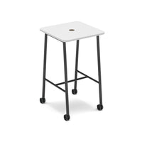 Show mobile poseur power ready table with central 80mm circular cutout 700 x 700mm