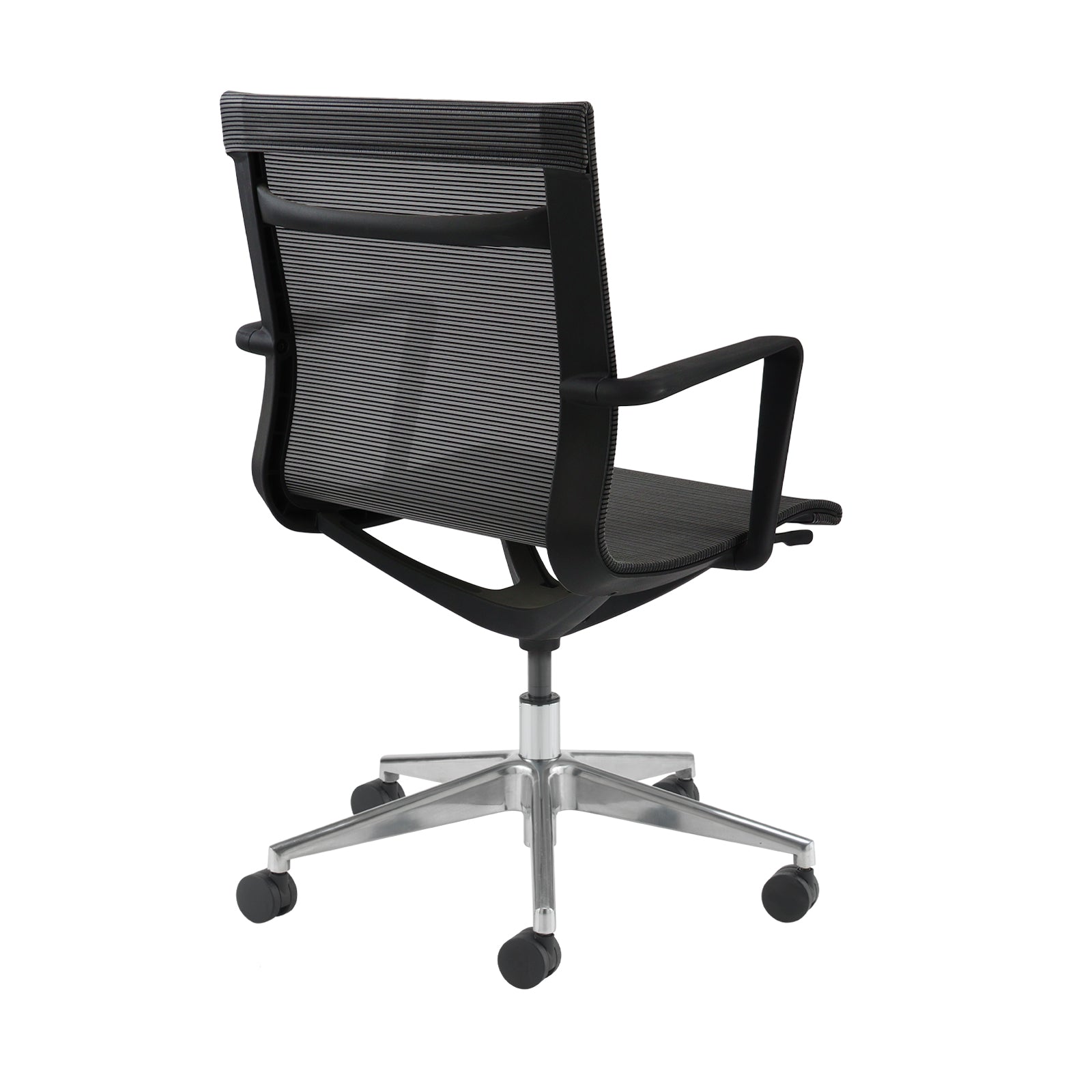 Sirena black mesh meeting chair with chrome base