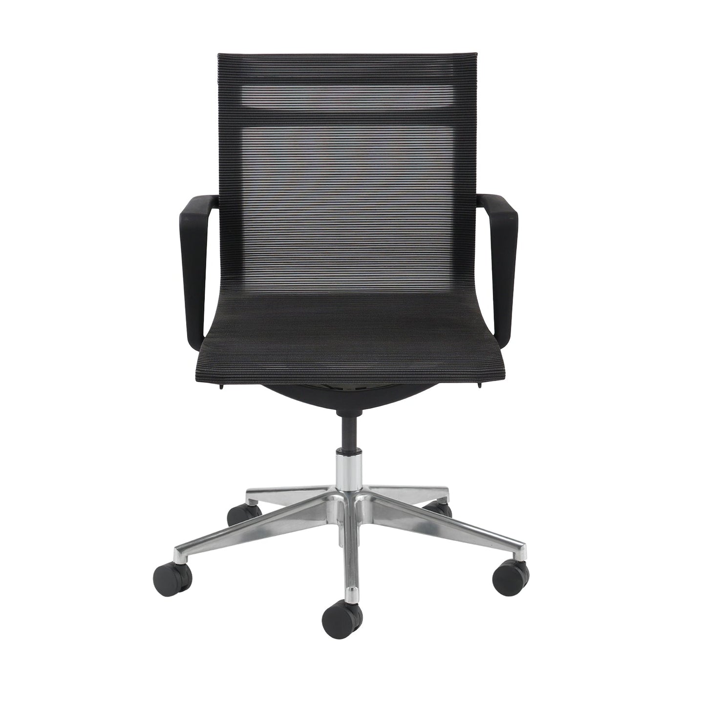 Sirena black mesh meeting chair with chrome base
