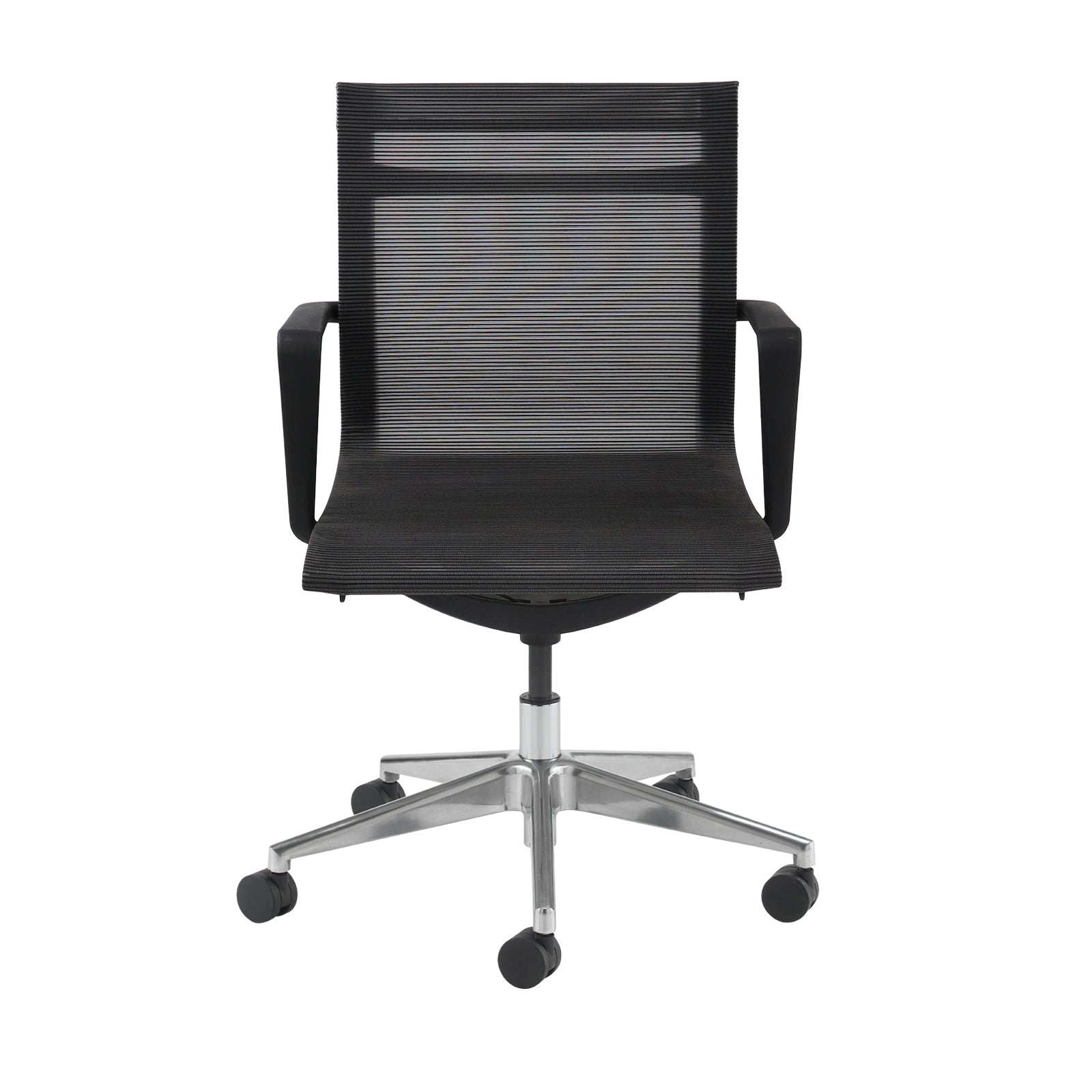 Sirena black mesh meeting chair with chrome base