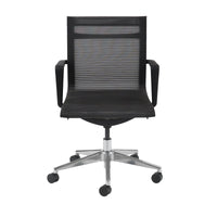 Sirena black mesh meeting chair with chrome base
