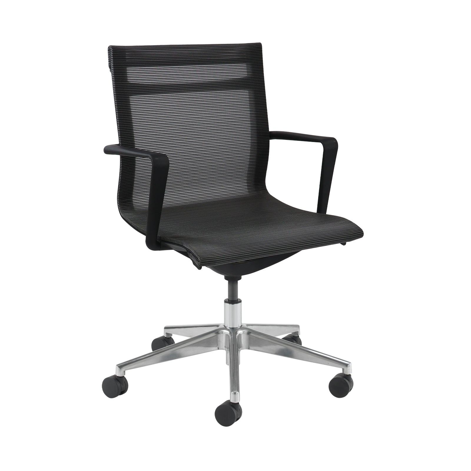 Sirena black mesh meeting chair with chrome base