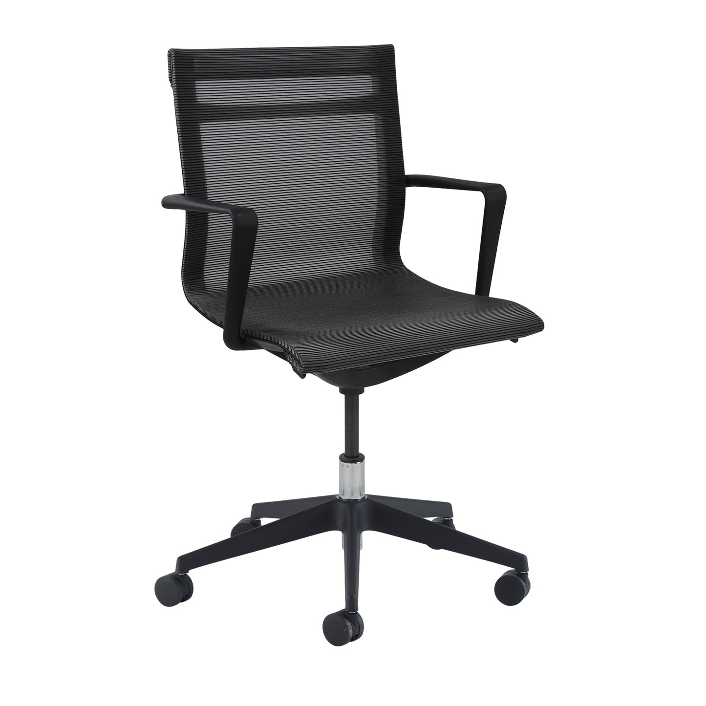 Sirena black mesh meeting chair with chrome base