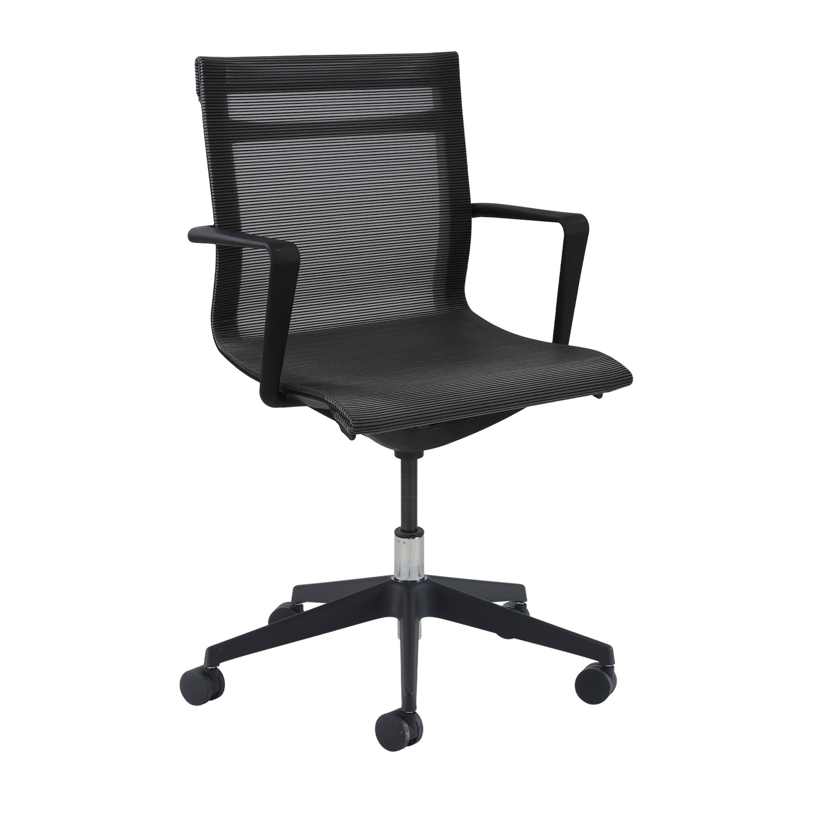 Sirena black mesh meeting chair with chrome base
