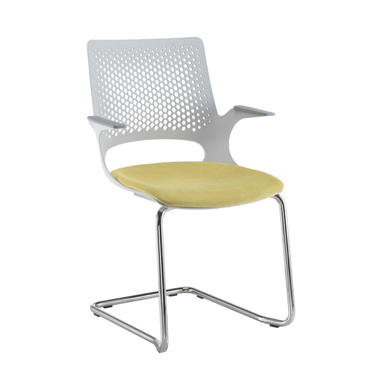 Solus designer cantilever frame meeting chair with upholstered seat