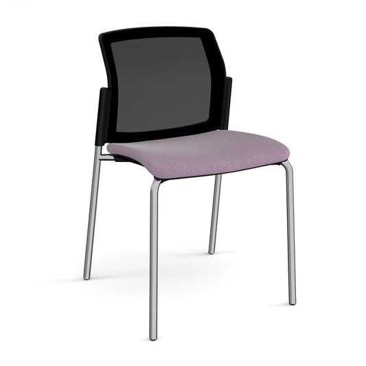 Santana 4 leg stacking chair with fabric seat and mesh back