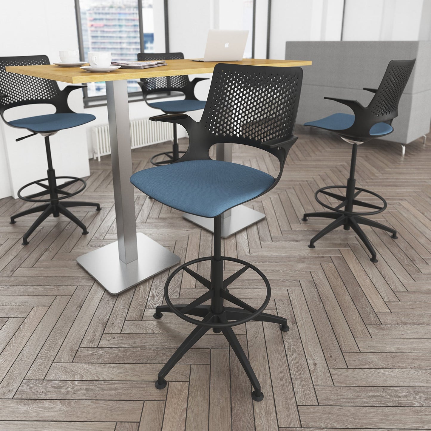 Brescia square poseur table with flat square base