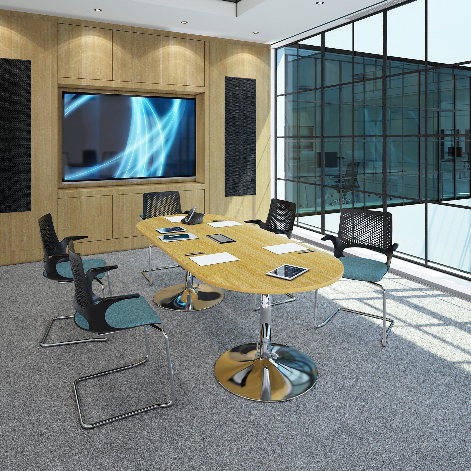 Solus designer cantilever frame meeting chair with upholstered seat