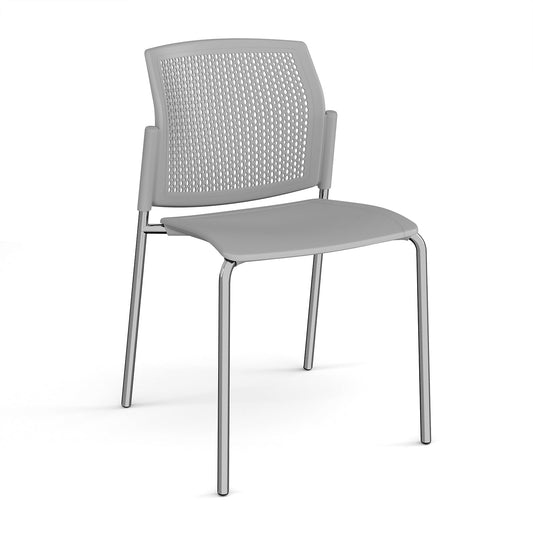 Santana 4 leg stacking chair with plastic seat and perforated back