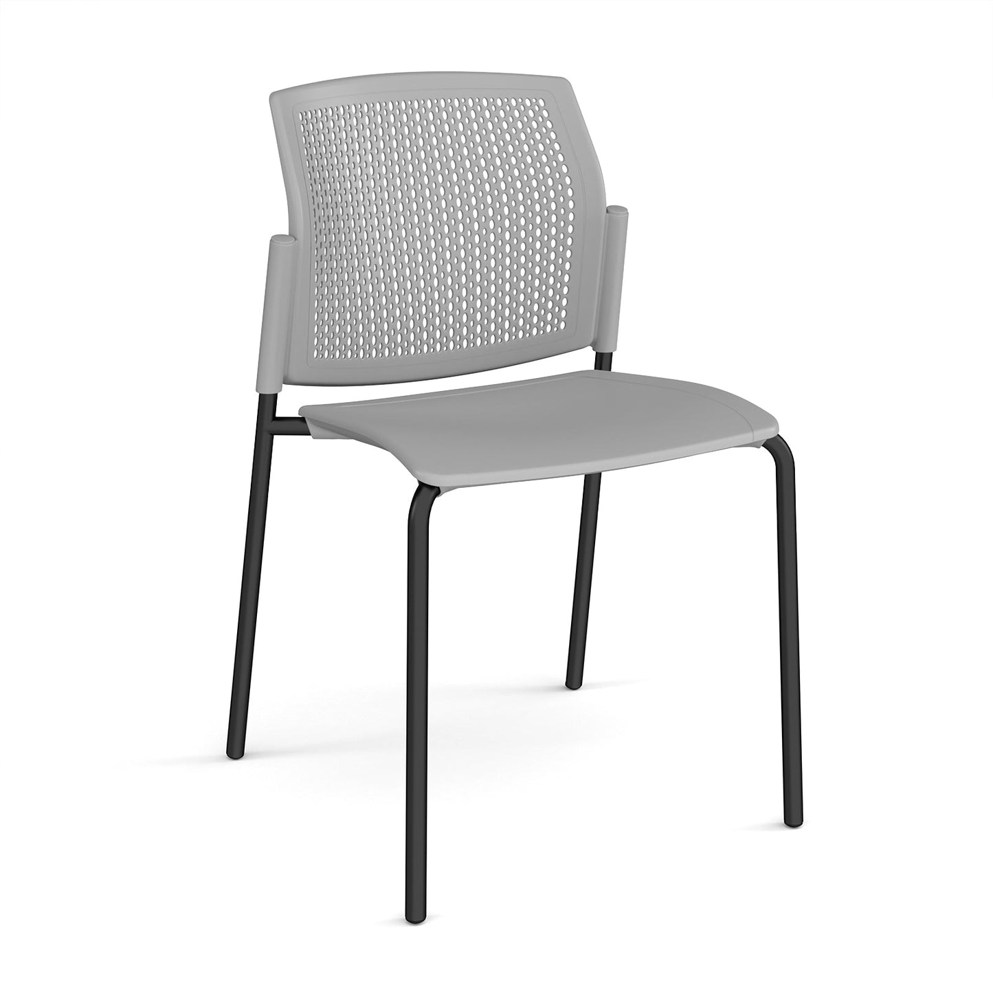Santana 4 leg stacking chair with plastic seat and perforated back