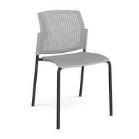 Santana 4 leg stacking chair with plastic seat and perforated back