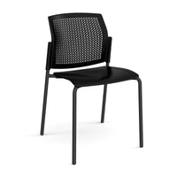 Santana 4 leg stacking chair with plastic seat and perforated back