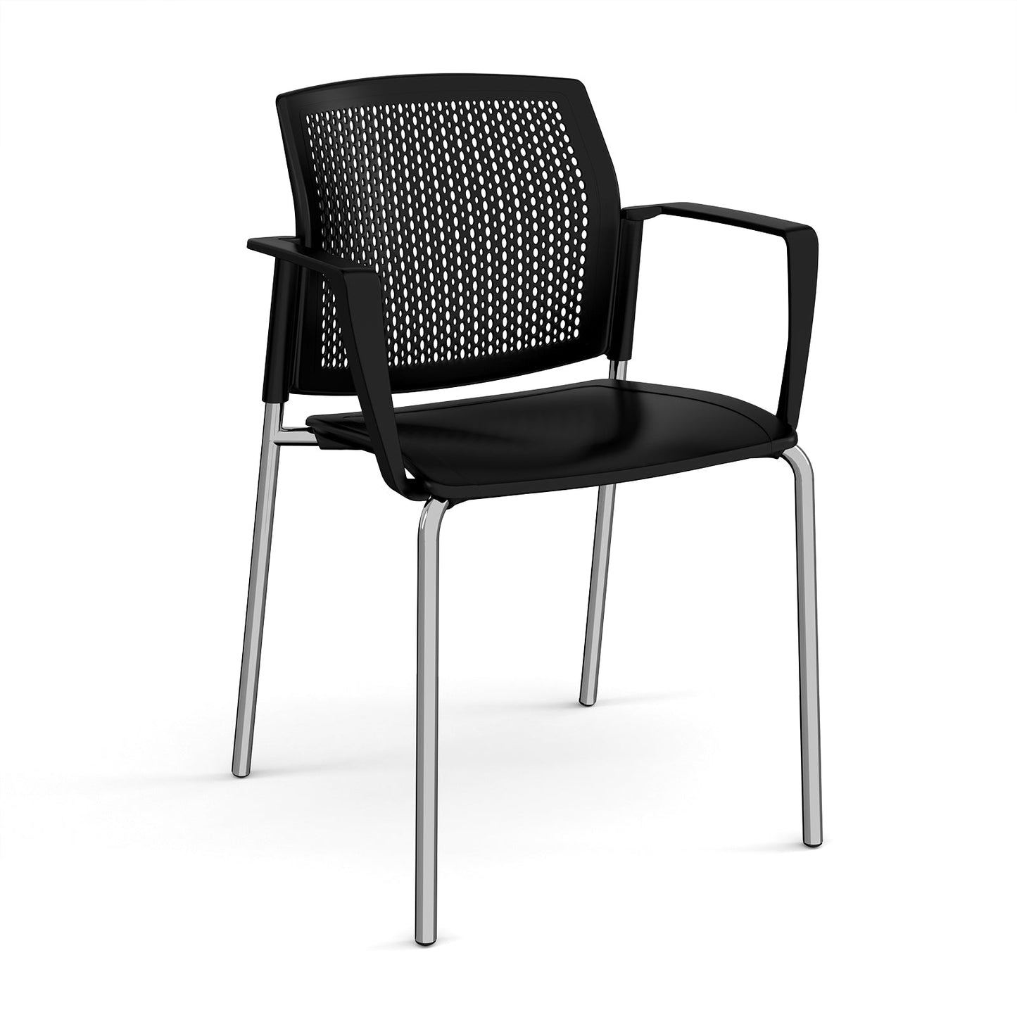 Santana 4 leg stacking chair with plastic seat and perforated back