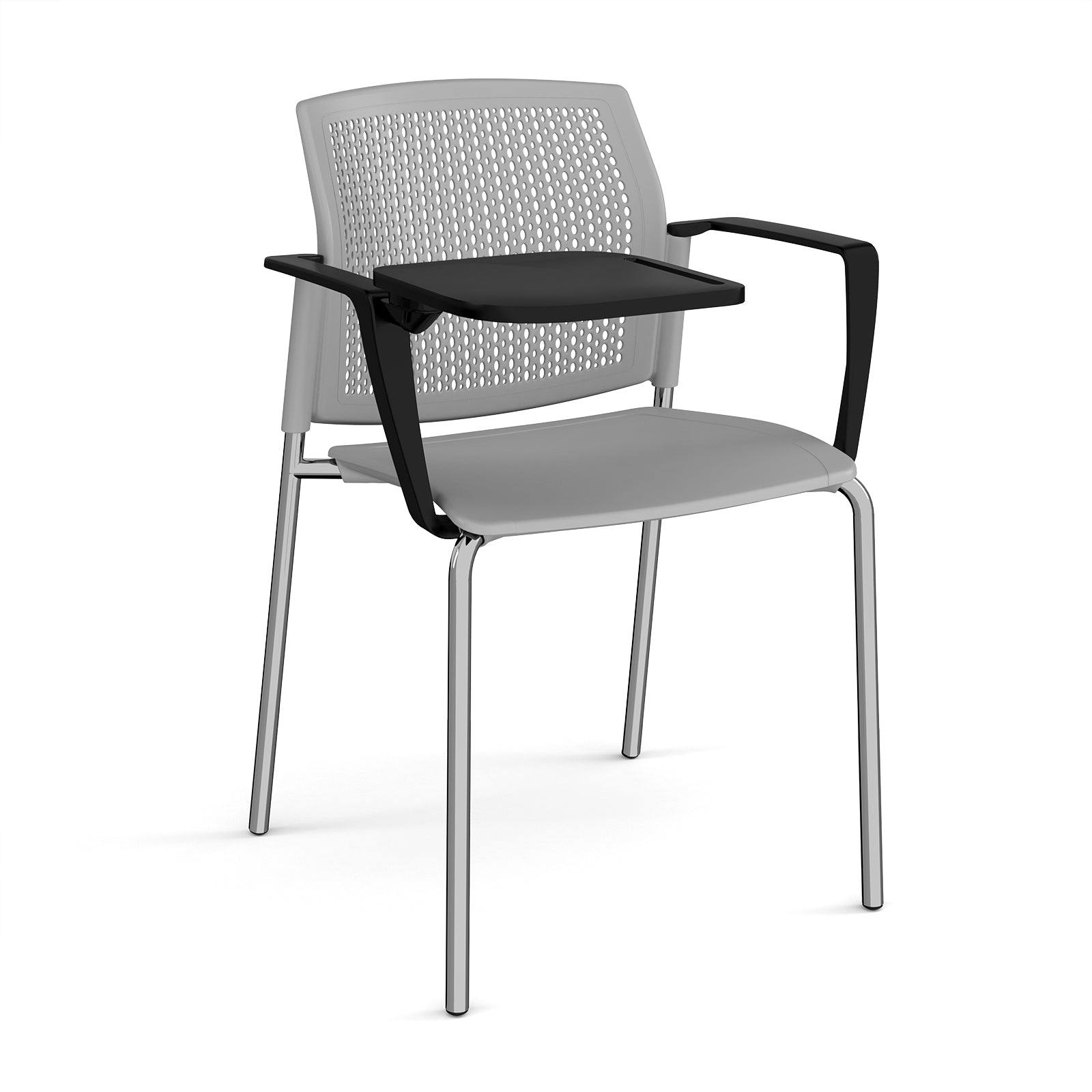 Santana 4 leg stacking chair with plastic seat and perforated back