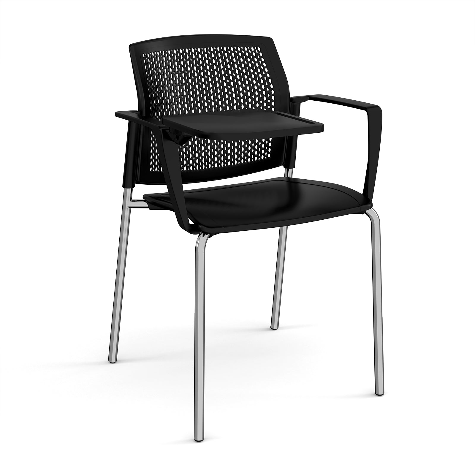 Santana 4 leg stacking chair with plastic seat and perforated back