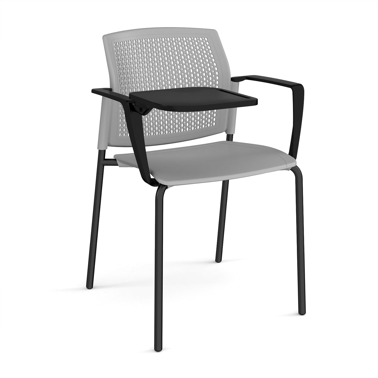 Santana 4 leg stacking chair with plastic seat and perforated back