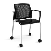 Santana 4 leg mobile chair with plastic seat and perforated back