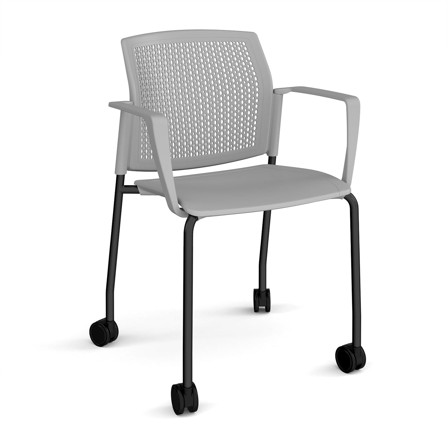 Santana 4 leg mobile chair with plastic seat and perforated back