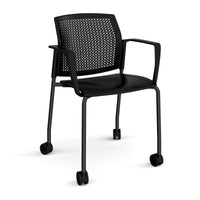 Santana 4 leg mobile chair with plastic seat and perforated back