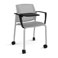 Santana 4 leg mobile chair with plastic seat and perforated back