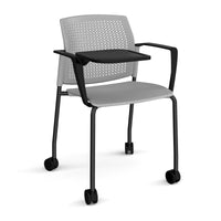 Santana 4 leg mobile chair with plastic seat and perforated back