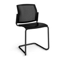 Santana cantilever chair with plastic seat and perforated back