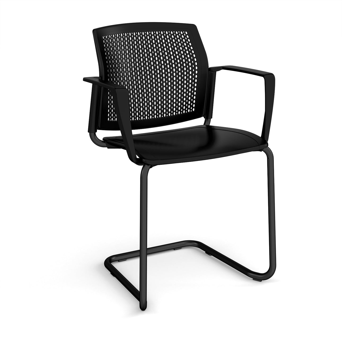 Santana cantilever chair with plastic seat and perforated back