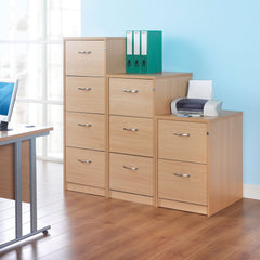 Wooden Filing Cabinet With Silver Handles