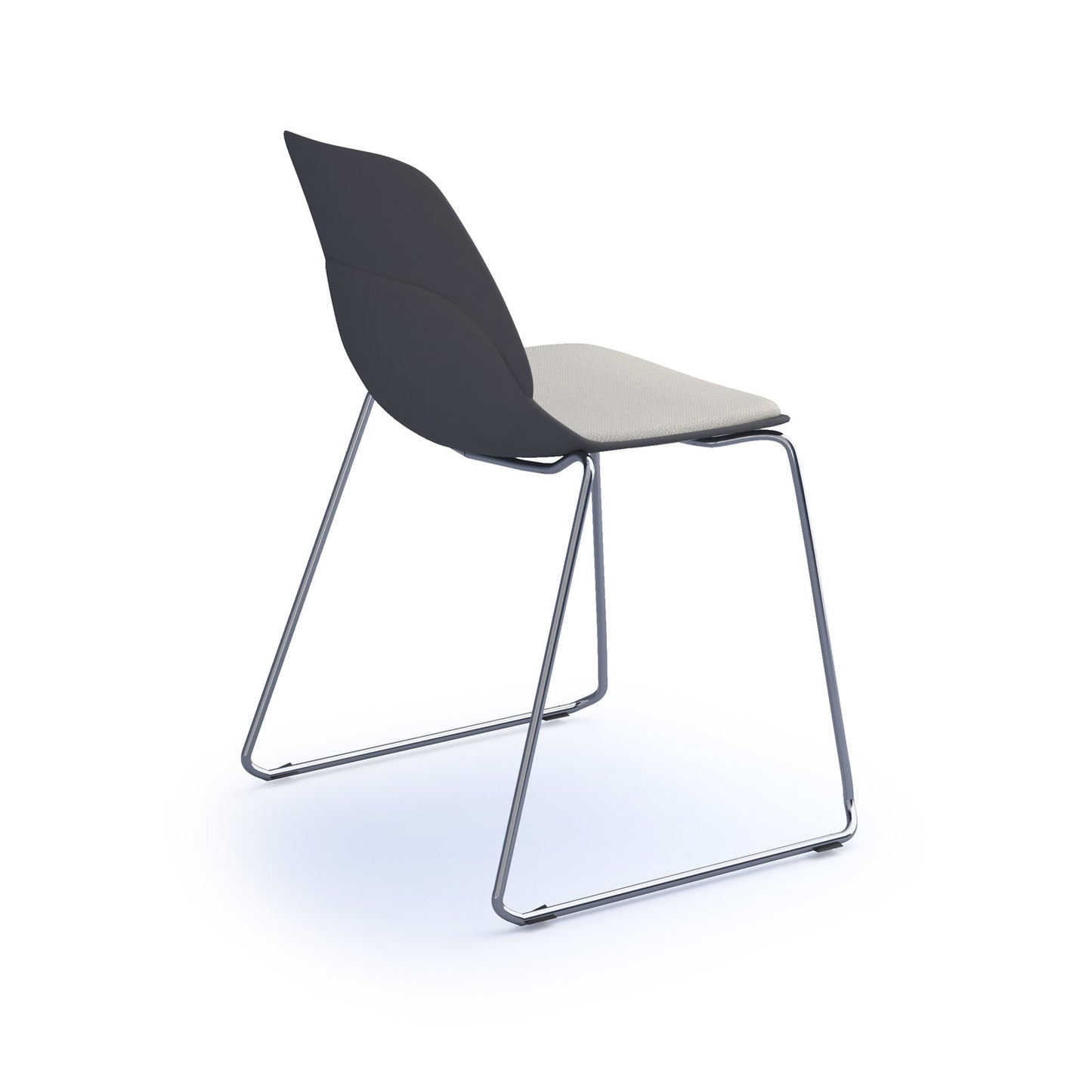Strut chair with seat pad and chrome sled frame