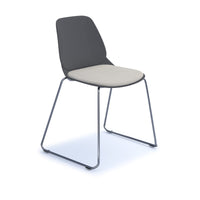 Strut chair with seat pad and chrome sled frame
