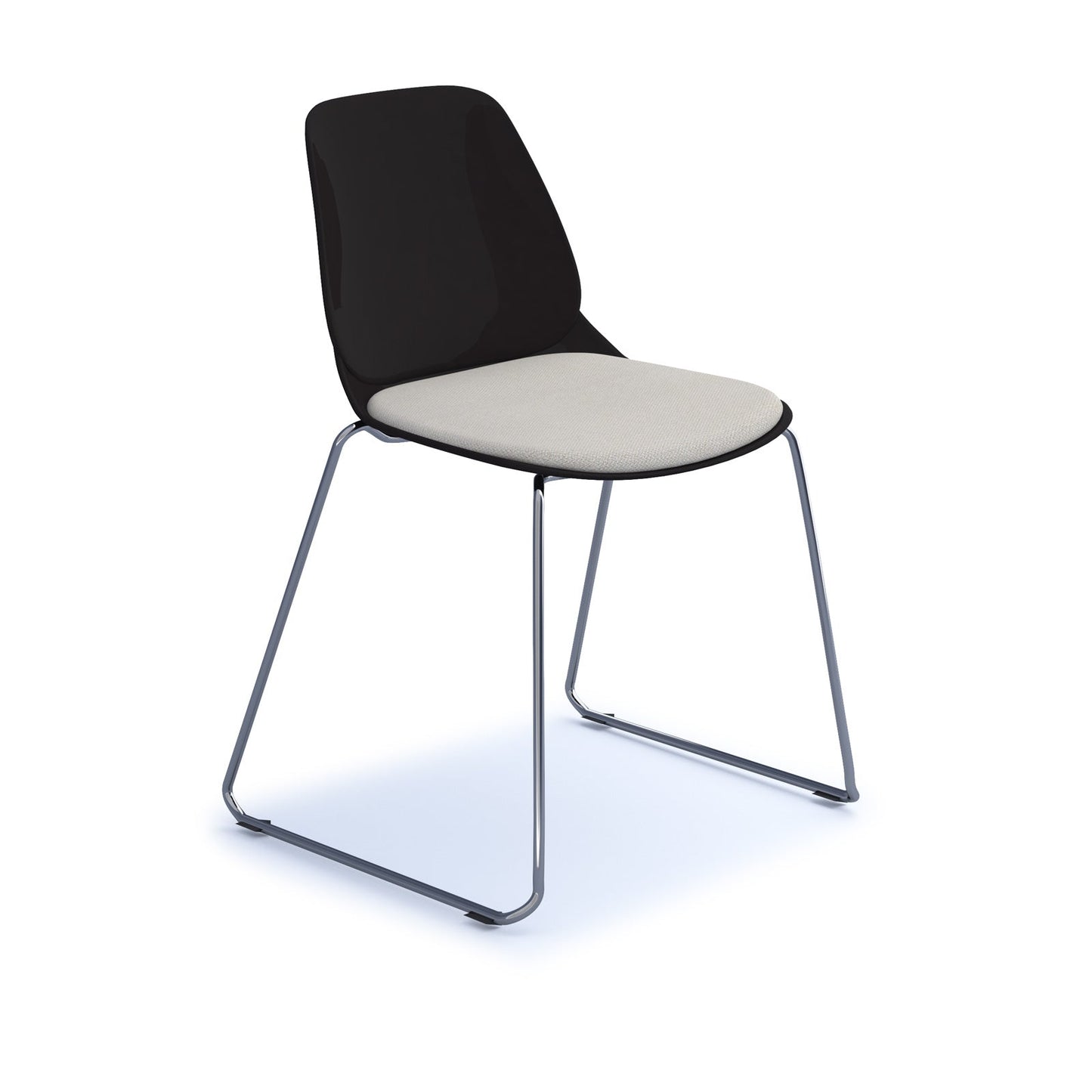 Strut chair with seat pad and chrome sled frame
