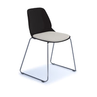Strut chair with seat pad and chrome sled frame