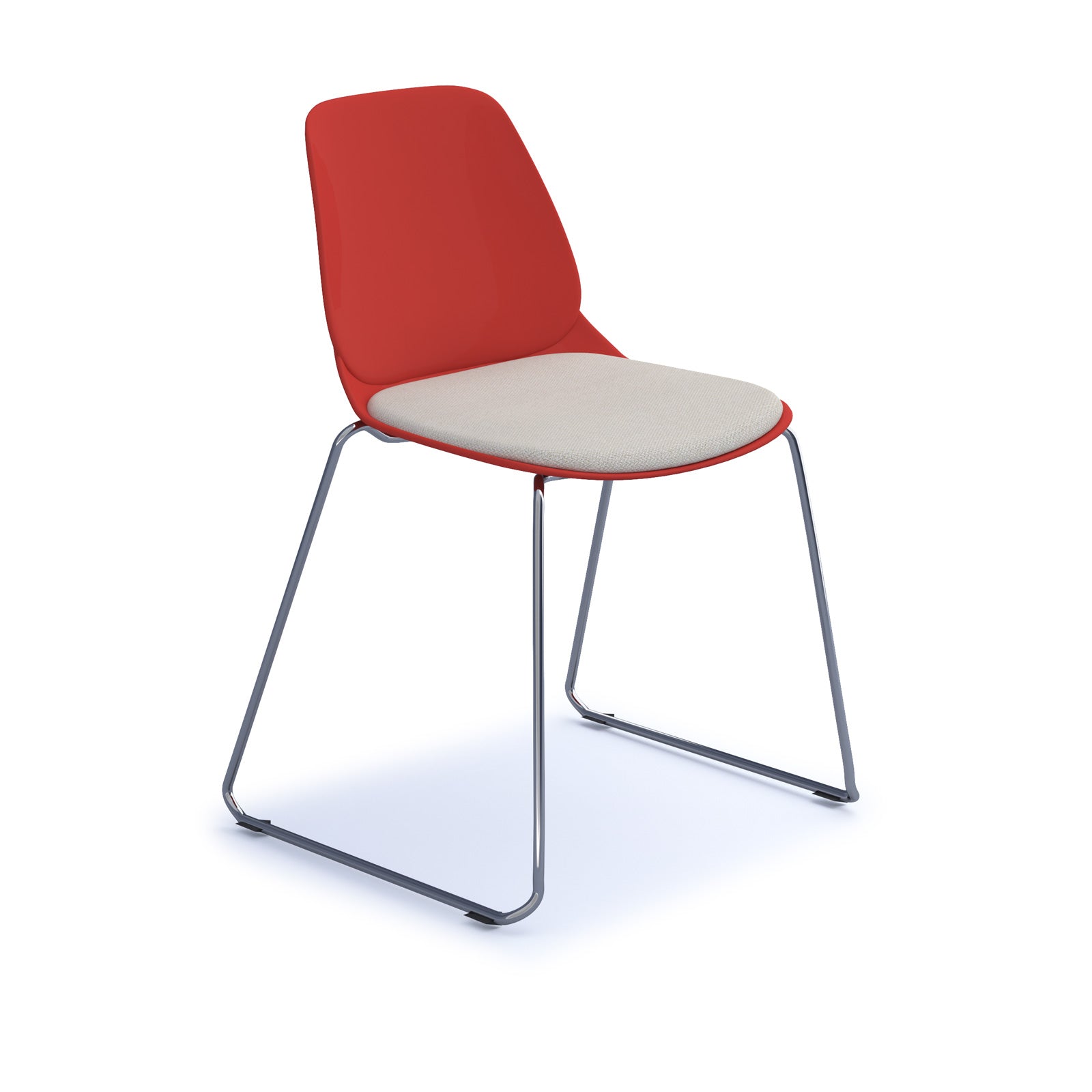 Strut chair with seat pad and chrome sled frame