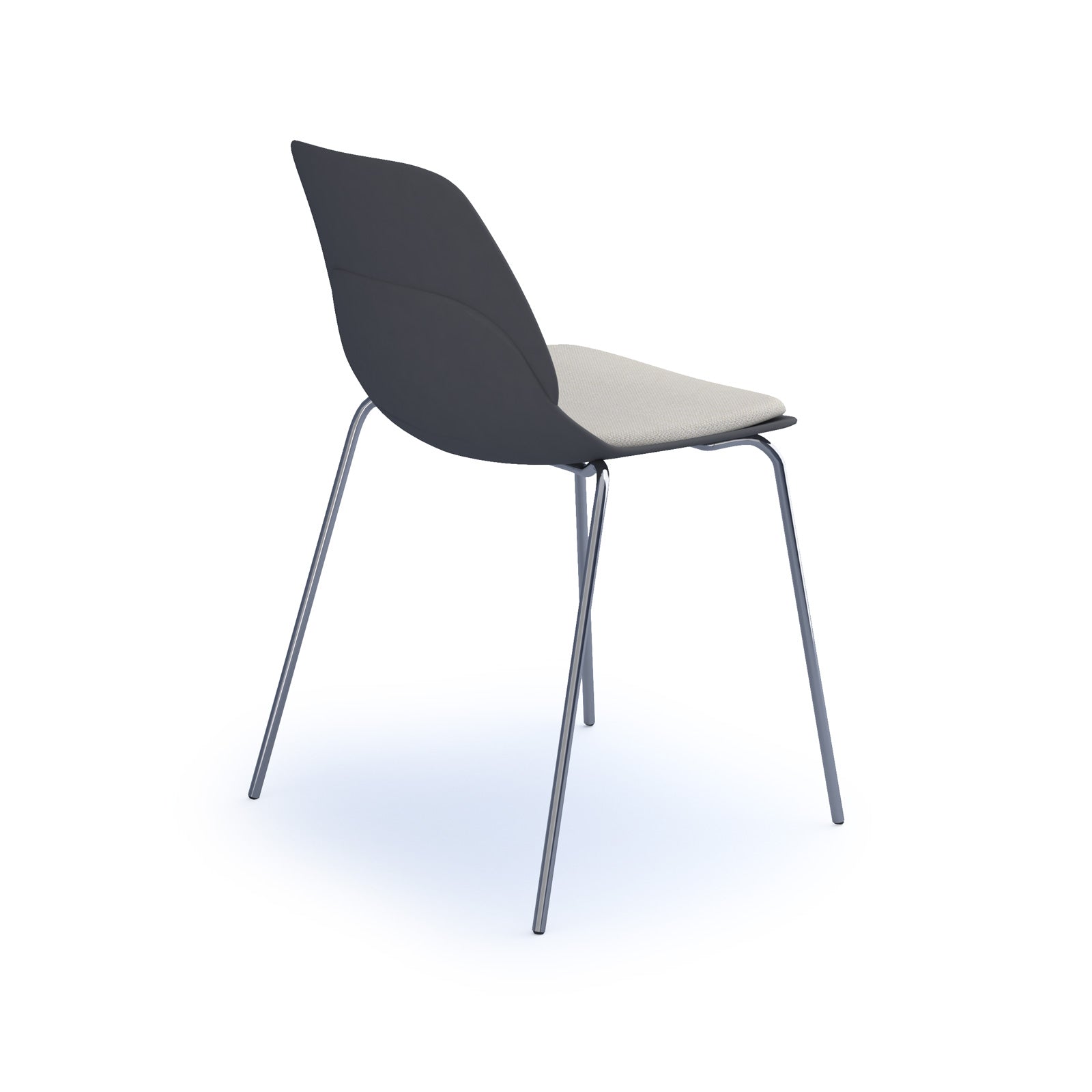 Strut chair with seat pad and chrome 4 leg frame