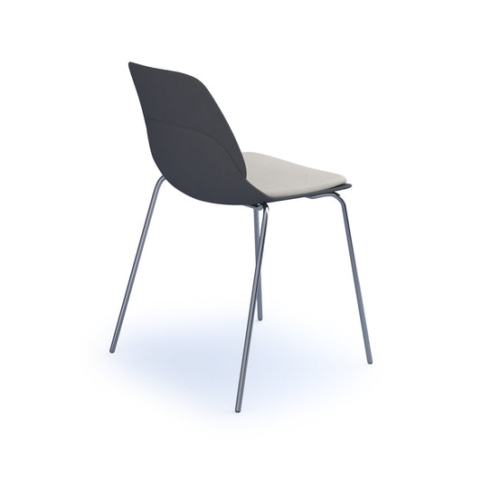 Strut chair with seat pad and chrome 4 leg frame