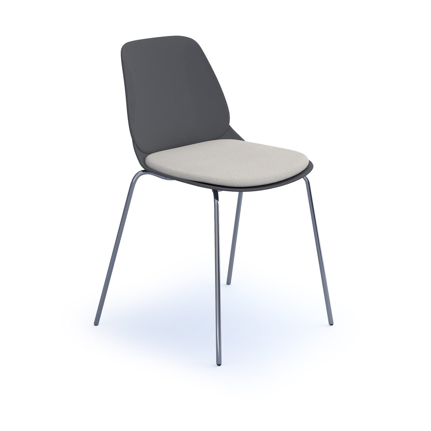 Strut chair with seat pad and chrome 4 leg frame