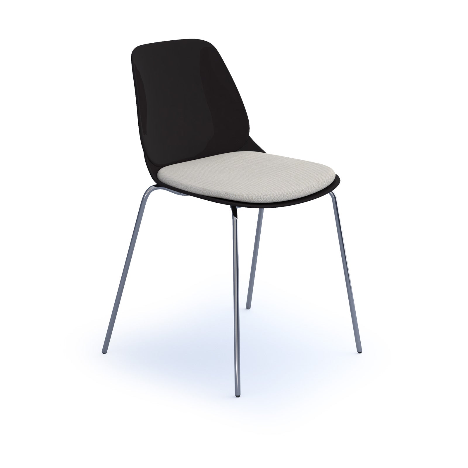 Strut chair with seat pad and chrome 4 leg frame