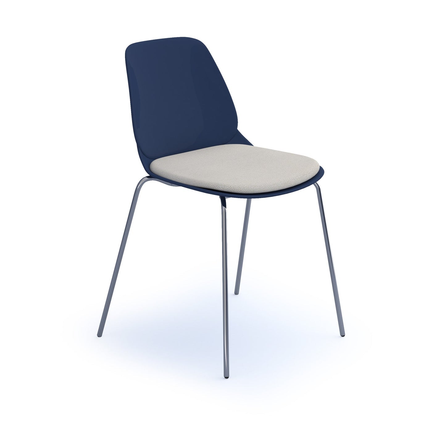 Strut chair with seat pad and chrome 4 leg frame